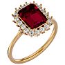 3 1/5 Carat Ruby and Halo Diamond Ring In 14K Yellow Gold Image-2