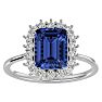 2 3/4 Carat Tanzanite and Halo Diamond Ring In 14K White Gold Image-1