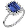 2 3/4 Carat Tanzanite and Halo Diamond Ring In 14K White Gold Image-2