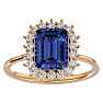 2 3/4 Carat Tanzanite and Halo Diamond Ring In 14K Yellow Gold Image-1