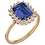 2 3/4 Carat Tanzanite and Halo Diamond Ring In 14K Yellow Gold Image-2