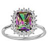 2-1/3 Carat Octagon Shape Mystic Topaz Ring With Diamond Halo In 14 Karat White Gold Image-1