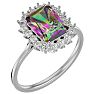 2-1/3 Carat Octagon Shape Mystic Topaz Ring With Diamond Halo In 14 Karat White Gold Image-2