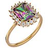 2-1/3 Carat Octagon Shape Mystic Topaz Ring With Diamond Halo In 14 Karat Yellow Gold Image-2