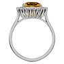 2 1/2 Carat Cushion Cut Citrine and Halo Diamond Ring In 14K White Gold Image-3