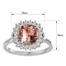 3-1/2 Carat Cushion Cut Morganite and Halo Diamond Ring In 14K White Gold Image-5