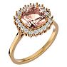 3-1/2 Carat Cushion Cut Morganite and Halo Diamond Ring In 14K Yellow Gold Image-2