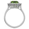 3 Carat Cushion Cut Peridot and Halo Diamond Ring In 14K White Gold Image-3