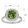 3 Carat Cushion Cut Peridot and Halo Diamond Ring In 14K White Gold Image-5