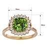 3 Carat Cushion Cut Peridot and Halo Diamond Ring In 14K Yellow Gold Image-5