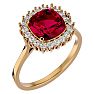 3 1/2 Carat Cushion Cut Ruby and Halo Diamond Ring In 14K Yellow Gold Image-2