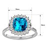 3 Carat Cushion Cut Blue Topaz and Halo Diamond Ring In 14K White Gold Image-5