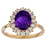 2 3/4 Carat Oval Shape Amethyst and Halo Diamond Ring In 14 Karat Yellow Gold Image-1