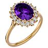 2 3/4 Carat Oval Shape Amethyst and Halo Diamond Ring In 14 Karat Yellow Gold Image-2