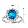 3 3/4 Carat Oval Shape Blue Topaz and Halo Diamond Ring In 14 Karat White Gold Image-5