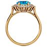 3 3/4 Carat Oval Shape Blue Topaz and Halo Diamond Ring In 14 Karat Yellow Gold Image-3
