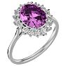 3 3/4 Carat Oval Shape Pink Topaz and Halo Diamond Ring In 14 Karat White Gold Image-2