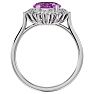 3 3/4 Carat Oval Shape Pink Topaz and Halo Diamond Ring In 14 Karat White Gold Image-3