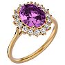 3 3/4 Carat Oval Shape Pink Topaz and Halo Diamond Ring In 14 Karat Yellow Gold Image-2