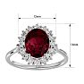 Garnet Ring: Garnet Jewelry: 3.60 Carat Oval Shape Garnet and Halo Diamond Ring In 14 Karat White Gold Image-5