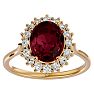 Garnet Ring: Garnet Jewelry: 3.60 Carat Oval Shape Garnet and Halo Diamond Ring In 14 Karat Yellow Gold Image-1