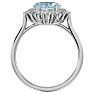 Aquamarine Ring: Aquamarine Jewelry: 2 3/4 Carat Oval Shape Aquamarine and Halo Diamond Ring In 14 Karat White Gold Image-3