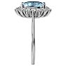 Aquamarine Ring: Aquamarine Jewelry: 2 3/4 Carat Oval Shape Aquamarine and Halo Diamond Ring In 14 Karat White Gold Image-4