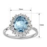 Aquamarine Ring: Aquamarine Jewelry: 2 3/4 Carat Oval Shape Aquamarine and Halo Diamond Ring In 14 Karat White Gold Image-5