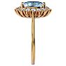 Aquamarine Ring: Aquamarine Jewelry: 2 3/4 Carat Oval Shape Aquamarine and Halo Diamond Ring In 14 Karat Yellow Gold Image-4