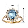 Aquamarine Ring: Aquamarine Jewelry: 2 3/4 Carat Oval Shape Aquamarine and Halo Diamond Ring In 14 Karat Yellow Gold Image-5