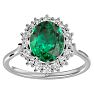 2 3/4 Carat Oval Shape Emerald and Halo Diamond Ring In 14 Karat White Gold Image-1