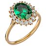 2 3/4 Carat Oval Shape Emerald and Halo Diamond Ring In 14 Karat Yellow Gold Image-2
