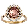 2-3/4 Carat Oval Shape Morganite and Halo Diamond Ring In 14 Karat Yellow Gold Image-1