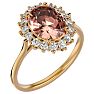 2-3/4 Carat Oval Shape Morganite and Halo Diamond Ring In 14 Karat Yellow Gold Image-2