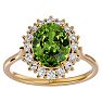 3 Carat Oval Shape Peridot and Halo Diamond Ring In 14 Karat Yellow Gold Image-1