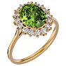 3 Carat Oval Shape Peridot and Halo Diamond Ring In 14 Karat Yellow Gold Image-2