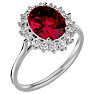 3.60 Carat Oval Shape Ruby and Halo Diamond Ring In 14 Karat White Gold Image-2