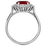 3.60 Carat Oval Shape Ruby and Halo Diamond Ring In 14 Karat White Gold Image-3