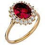 3.60 Carat Oval Shape Ruby and Halo Diamond Ring In 14 Karat Yellow Gold Image-2