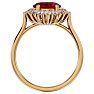 3.60 Carat Oval Shape Ruby and Halo Diamond Ring In 14 Karat Yellow Gold Image-3