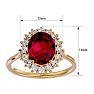 3.60 Carat Oval Shape Ruby and Halo Diamond Ring In 14 Karat Yellow Gold Image-5