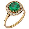 2 1/4 Carat Cushion Cut Emerald and Halo Diamond Ring In 14K Yellow Gold Image-2
