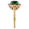 2 1/4 Carat Cushion Cut Emerald and Halo Diamond Ring In 14K Yellow Gold Image-4