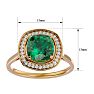 2 1/4 Carat Cushion Cut Emerald and Halo Diamond Ring In 14K Yellow Gold Image-5