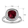 Garnet Ring: Garnet Jewelry: 3 1/4 Carat Cushion Cut Garnet and Halo Diamond Ring In 14K White Gold Image-5