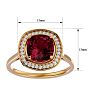 Garnet Ring: Garnet Jewelry: 3 1/4 Carat Cushion Cut Garnet and Halo Diamond Ring In 14K Yellow Gold Image-5