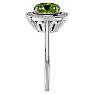 2 3/4 Carat Cushion Cut Peridot and Halo Diamond Ring In 14K White Gold Image-4