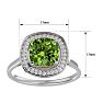 2 3/4 Carat Cushion Cut Peridot and Halo Diamond Ring In 14K White Gold Image-5