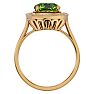 2 3/4 Carat Cushion Cut Peridot and Halo Diamond Ring In 14K Yellow Gold Image-3
