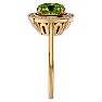 2 3/4 Carat Cushion Cut Peridot and Halo Diamond Ring In 14K Yellow Gold Image-4